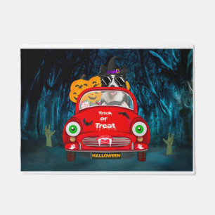 Border Collie Dog Driving Car Scary Halloween  Doormat