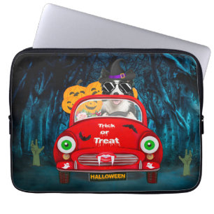 Border Collie Dog Driving Car Scary Halloween Laptop Sleeve