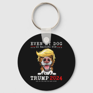 Border Collie Dog Even My Dog Is Waiting For Trump Key Ring