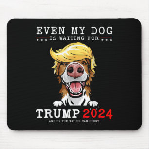 Border Collie Dog Even My Dog Is Waiting For Trump Mouse Mat