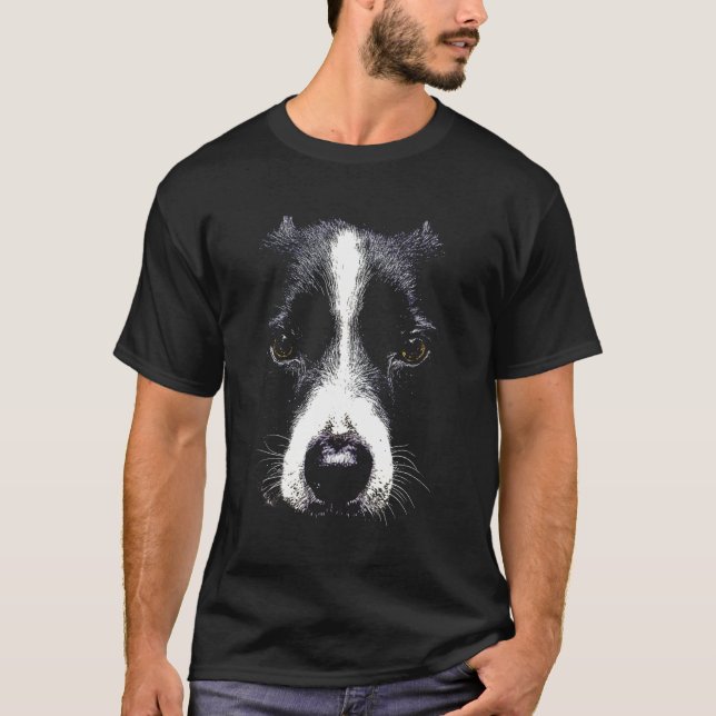 Border Collie Dog Face T-Shirt (Front)