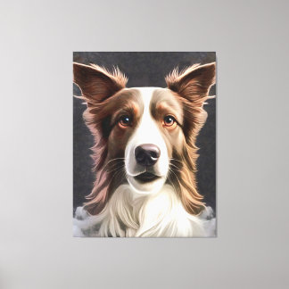 Border Collie Dog Fine Art Pet Portrait Canvas Print