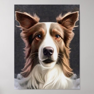 Border Collie Dog Fine Art Pet Portrait Poster