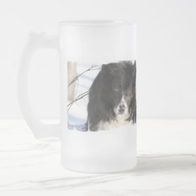 Border Collie Dog  Frosted Mug (Left)