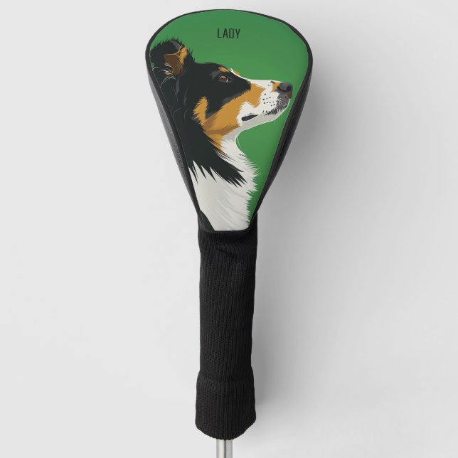 Border Collie Dog Golf Head Cover (Front)