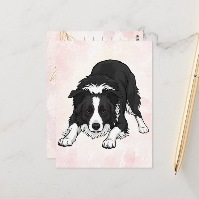 Border Collie Dog Greeting Card (Front/Back In Situ)