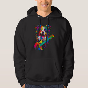 Border Collie Dog Guitarist Hoodie