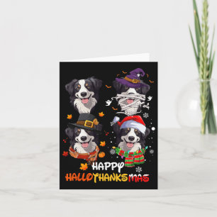 Border Collie Dog Hallothanksmas Halloween Thanksg Card