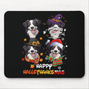 Border Collie Dog Hallothanksmas Halloween Thanksg Mouse Mat
