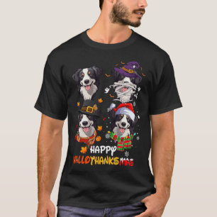 Border Collie Dog Hallothanksmas Halloween Thanksg T-Shirt