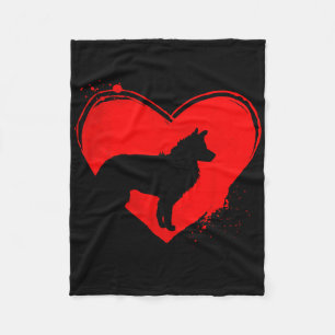 Border Collie Dog Heart Shape Valentine Dog Lovers Fleece Blanket