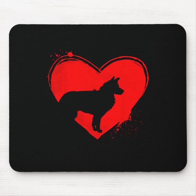 Border Collie Dog Heart Shape Valentine Dog Lovers Mouse Mat (Front)