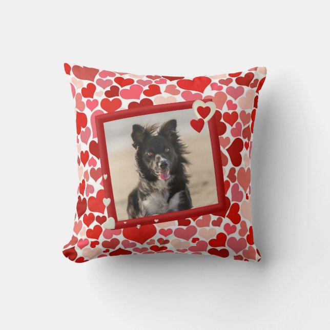 Border Collie Dog Hearts pillow (Front)