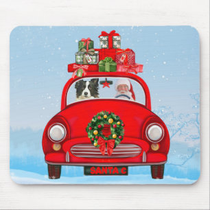 Border Collie Dog In Car With Santa Claus  Mouse Mat