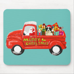 Border Collie Dog in Christmas Delivery Truck Mouse Mat