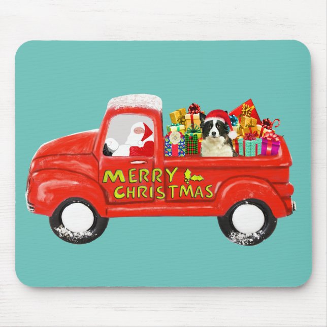 Border Collie Dog in Christmas Delivery Truck Mouse Mat (Front)