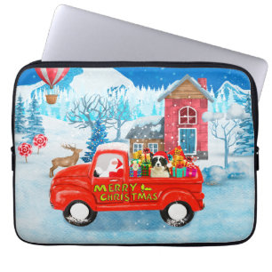 Border Collie Dog in Christmas Delivery Truck Snow Laptop Sleeve