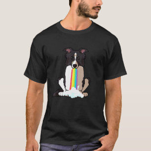 Border Collie Dog In Colorful Rainbow Mouth T-Shirt