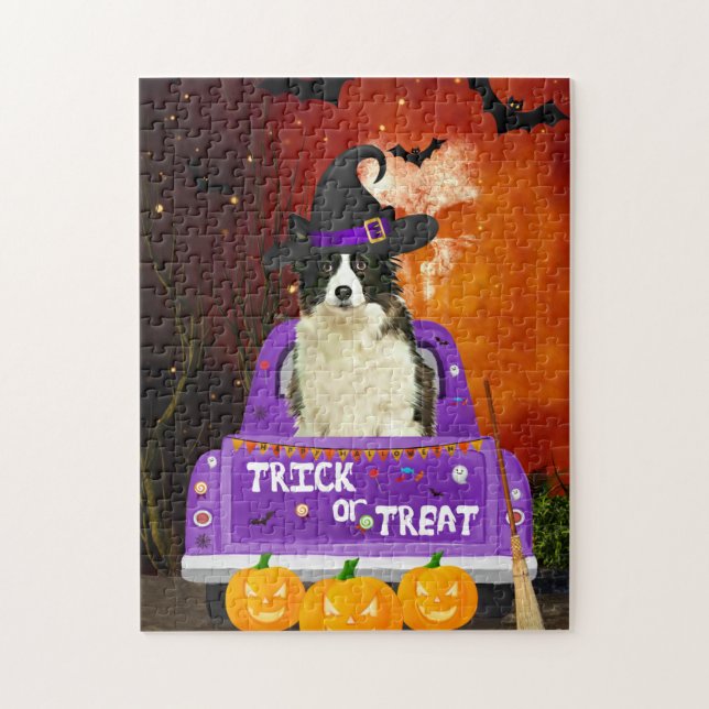  Border Collie Dog in Halloween Truck Jigsaw Puzzle (Vertical)