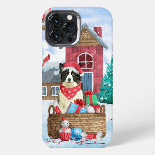 Border Collie Dog In snow Christmas Dog House iPhone 13 Pro Max Case