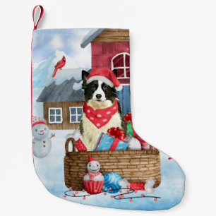 Border Collie Dog In snow Christmas Dog House Small Christmas Stocking
