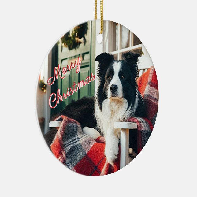 Border Collie Dog Lover Christmas Gift Ornament (Right)