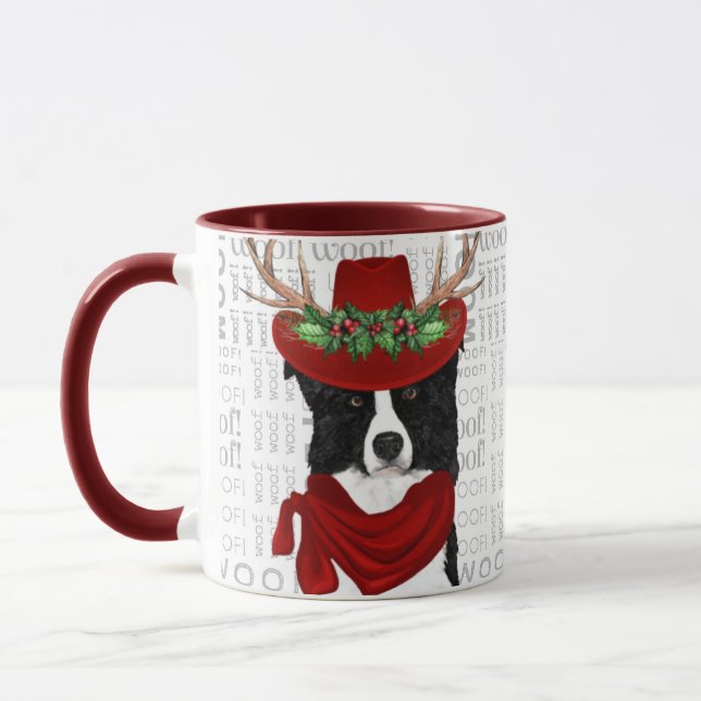 Border Collie Dog Lover Christmas Holiday Mug (Left)