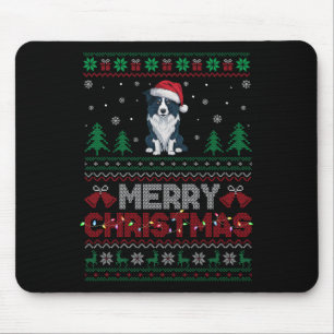 Border Collie Dog Lovers Santa Hat Christmas Tree Mouse Mat