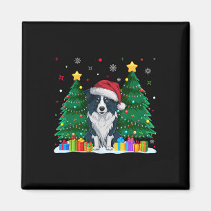 Border Collie Dog Lovers Santa Hat Ugly Christmas Magnet