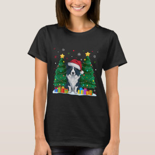 Border Collie Dog Lovers Santa Hat Ugly Christmas T-Shirt