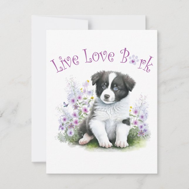 Border Collie Dog Mum Floral Card (Front)