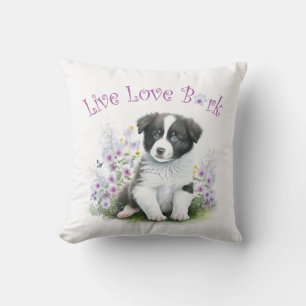 Border Collie Dog Mum Floral Cushion