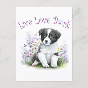 Border Collie Dog Mum Floral Postcard