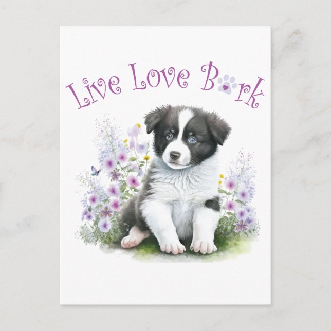 Border Collie Dog Mum Floral Postcard (Front)