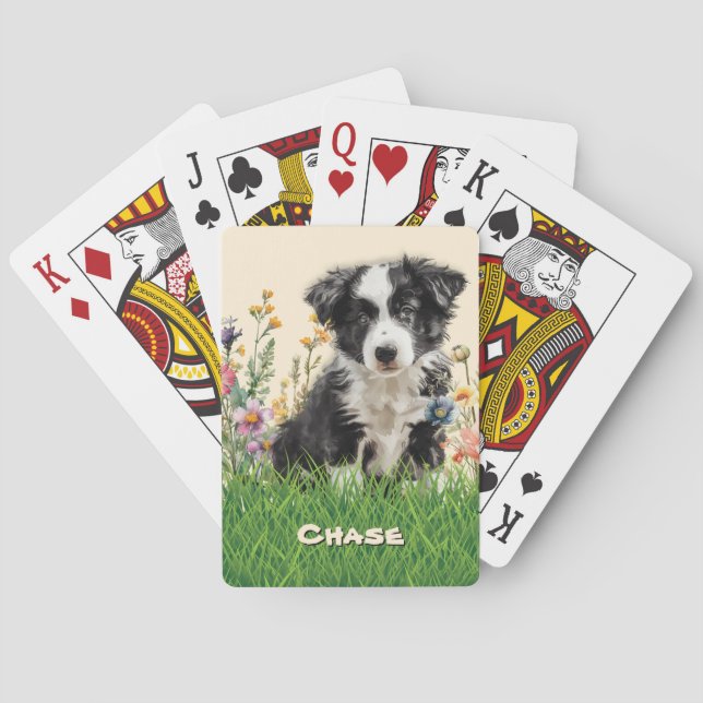 Border Collie Dog Name Playing Cards (Back)