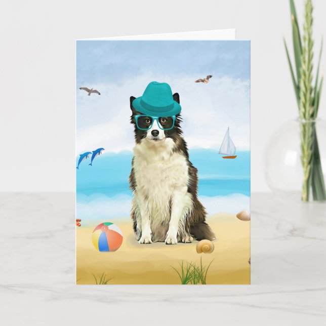 Border Collie Dog on Beach  Card (Front)