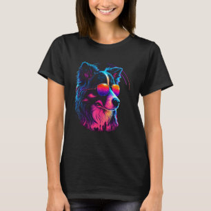 Border Collie Dog owner Vaporwave Notorious DJ T-Shirt