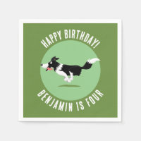 Border Collie dog personalised birthday cartoon