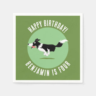 Border Collie dog personalised birthday cartoon Napkin
