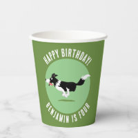 Border Collie dog personalised birthday cartoon