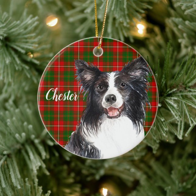 Border Collie  Dog Personalised Ceramic Tree Decoration (Tree)