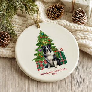  Border Collie Dog Personalised Christmas Ceramic Tree Decoration