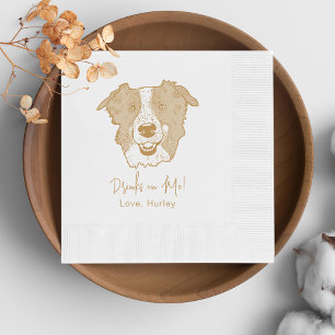 Border Collie Dog Personalised Drink On Me Napkin