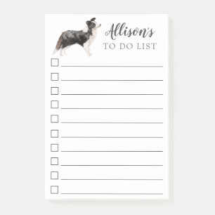 Border Collie Dog Personalised To Do List Post-it Notes