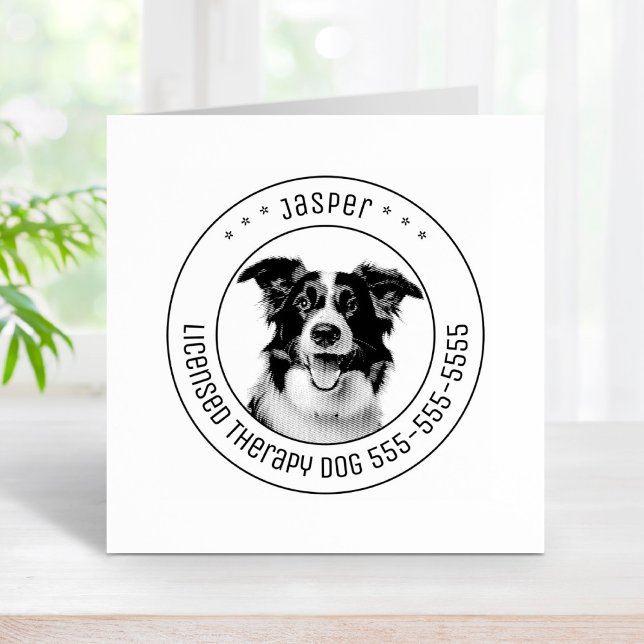Border Collie Dog Pet Photo Round Rubber Stamp (Creator Uploaded)