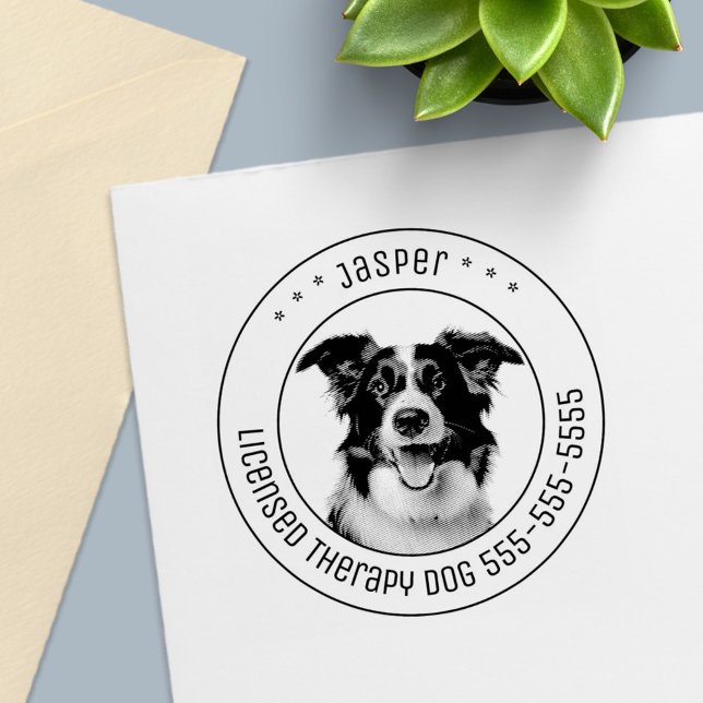 Border Collie Dog Pet Photo Round Self-inking Stamp (Creator Uploaded)
