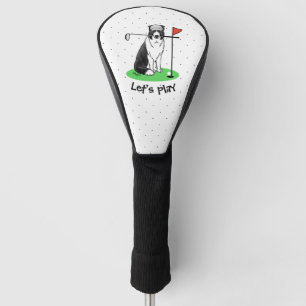 Border Collie Dog Playing Golf (black & white) Fun Golf Head Cover