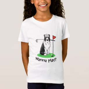 Border Collie Dog Playing Golf (black & white) Fun T-Shirt