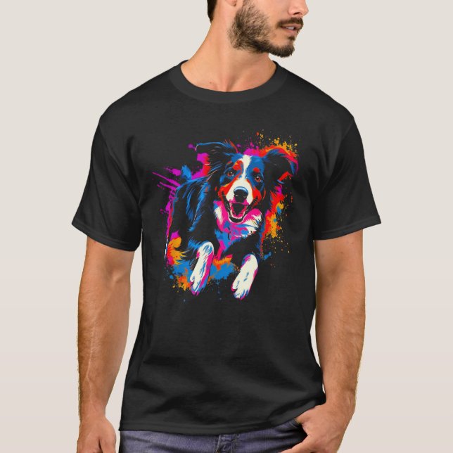 Border Collie Dog Pop 1 T-Shirt (Front)