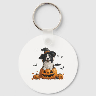 Border Collie Dog Pumpkin Halloween Thanksgiving M Key Ring